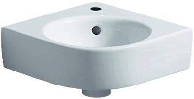 Geberit Renova compact hoekfontein 45cm 1 kraangat met overloop wit 276132000 - thumbnail