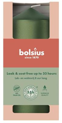 Bolsius stompkaars 6x12 cm metallic green