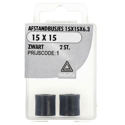 Afst.bus 15x15x6.3 zwart 2st Deltafix - Deltafix