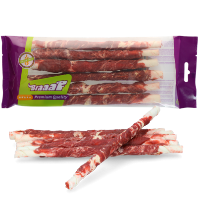 Braaaf Rawhide Twister Rund & Vis (6 st.) - 21 cm Braaaf Rawhide Twister Rund & Vis (6 st.) - 21 cm