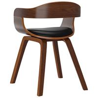 Eetkamerstoelen 2 st gebogen hout en kunstleer zwart - thumbnail