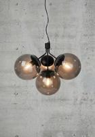 Kroonluchter modern zwart Nordlux &apos;Ivona&apos; E27 fitting smokeglas 55 cm - thumbnail