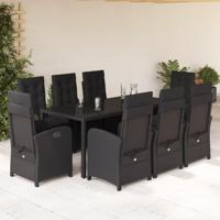 9-delige Tuinset poly rattan zwart - thumbnail