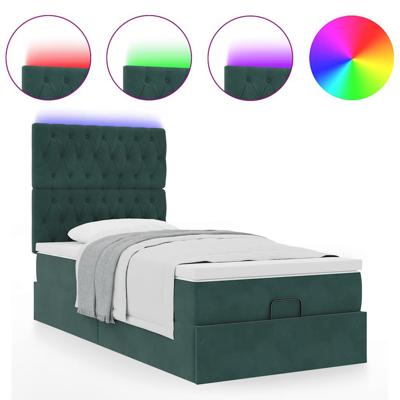 Ottoman bed met matrassen en LED's 80x200cm fluweel donkergroen