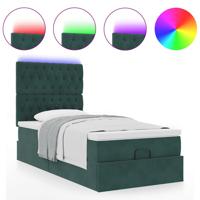 Ottoman bed met matrassen en LED's 80x200cm fluweel donkergroen - thumbnail