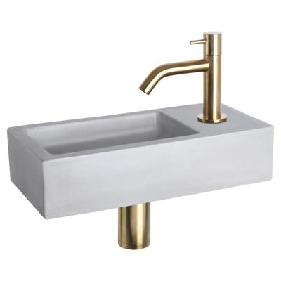 Differnz Differnz Ravo fonteinset beton lichtgrijs - kraan gebogen mat goud Differnz Differnz Ravo fonteinset beton lichtgrijs - kraan gebogen mat goud