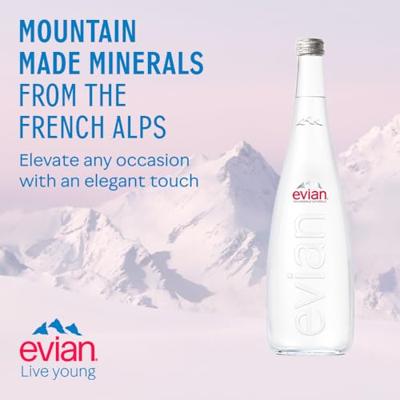 Evian mineraalwater glazen fles (12x75 cl)