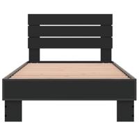 Bedframe bewerkt hout en metaal zwart 75x190 cm - thumbnail