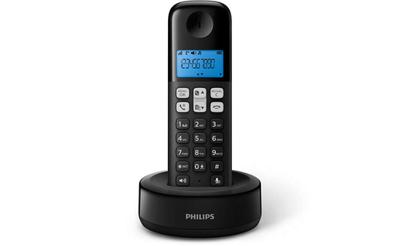 Philips D1611B/34 draadloze vaste telefoon, achtergrondverlichting, HQ-geluid, Agenda 50 nummers, laag stroomverbruik, beller-identificatie, bereik 50 m - 300 m, zwart (compatibel: ES, IT, FR)
