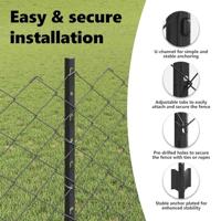 VidaXL Hek met paal grijs 0,8 x 10 m staal en pvc - thumbnail