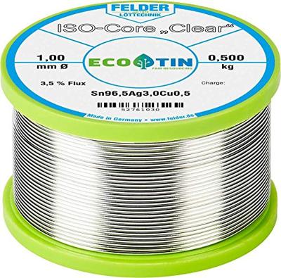 Felder ISO-Core Clear SAC305 Soldeertin Spoel Sn96,5Ag3Cu0,5 0.500 kg 1 mm