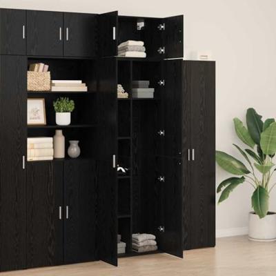 Opbergkast Zwart eiken 70 x 42.5 x 225 cm Bewerkt hout