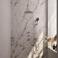 Chrome Carving thermostatische inbouw regendouche set met 30 cm douchekop en gebogen muurarm - thumbnail