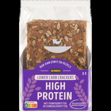 Jumbo Crackers High Protein met Pompoenpitten en Zonnebloempitten 8 Stuks