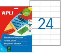 Apli gekleurde etiketten ft 70 x 37 mm (b x h), rood, 480 stuks, 24 per blad (1593) - thumbnail
