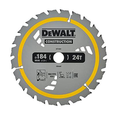 DeWalt Accessoires Cirkelzaagblad 184x20x24t, positief 18°, kerf 1,8mm - DT1951-QZ DeWalt Accessoires Cirkelzaagblad 184x20x24t, positief 18°, kerf 1,8mm - DT1951-QZ