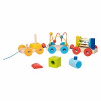 Goki houten trein rio met blokken, kralenlabyrint, rammelaar - thumbnail