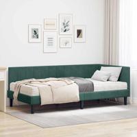 Hoekbedframe met matras Donkergroen 100 x 200 cm Fluweel - thumbnail