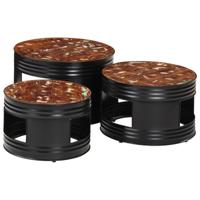 Bartafels 3 st trommelvormig massief gerecycled hout - thumbnail