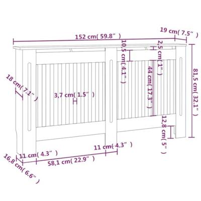 Radiatorombouw MDF wit 152 cm - thumbnail
