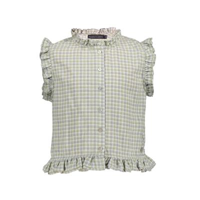 Frankie & Liberty Zomer blouse meisjes - groen grijs - geruit - Romila