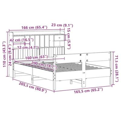 Bed met boekenkast zonder matras massief grenenhout 160x200 cm - thumbnail