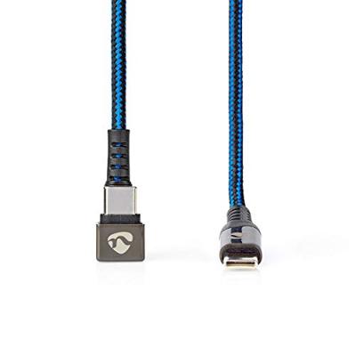 USB-Kabel | USB 2.0 | USB-C Male | USB-C Male | 480 Mbps | Verguld | 1.00 m | Rond | Gevlochten / Nylon | Blauw / Zwart | Cover Window Box USB-Kabel | USB 2.0 | USB-C Male | USB-C Male | 480 Mbps | Verguld | 1.00 m | Rond | Gevlochten / Nylon | Blauw / Zwart | Cover Window Box