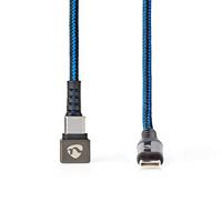 USB-Kabel | USB 2.0 | USB-C Male | USB-C Male | 480 Mbps | Verguld | 1.00 m | Rond | Gevlochten / Nylon | Blauw / Zwart | Cover Window Box - thumbnail