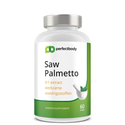 Saw Palmetto capsules met zink - Voor prostaat, haargroei & huid - 320mg 4:1 extract - 60 vcaps PerfectBody