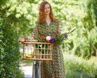 Basil green life - rotan fietsmand - large - voorop- natural bruin - thumbnail