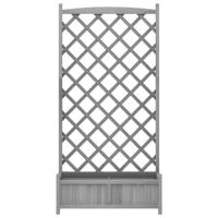Plantenbak met latwerk massief vurenhout grijs - thumbnail