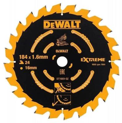 DeWALT Cirkelzaagblad voor Hout | Extreme | Ø 184mm Asgat 16mm 24T - DT1669-QZ