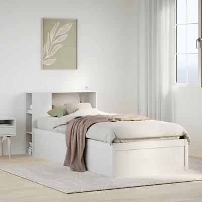 Bedframe zonder matras massief grenenhout wit 90x190 cm