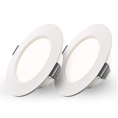 Set van 2 Georgia LED platte Inbouwspots wit - 6 Watt 490lm - Rond - 4000K Neutraal Wit - Ø120 mm - IP20 voor binnen - Inbouwdiepte 25mm