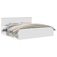 Bedframe met hoofdeinde Wit 200 x 200 cm Massief grenenhout - thumbnail