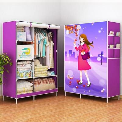 Niet-geweven stof frame versterking garderobe DIY vergadering opslag organisator afneembare kleding meubilair plank (meisje)