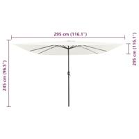 Parasol vierkant met LED-verlichting 295x245 cm zandwit - thumbnail