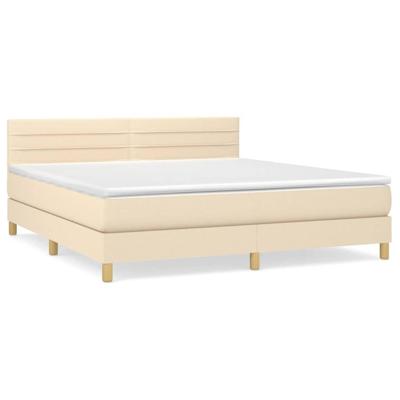 Boxspring met matras stof crèmekleurig 160x200 cm