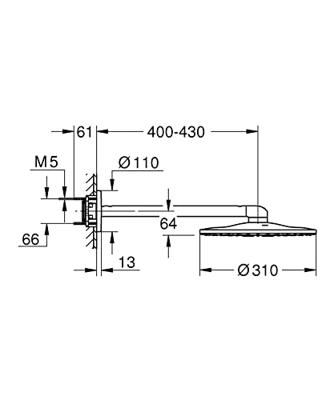 Grohe Regendoucheset Rainshower SmartActive 31 cm met Wandarm Supersteel - thumbnail