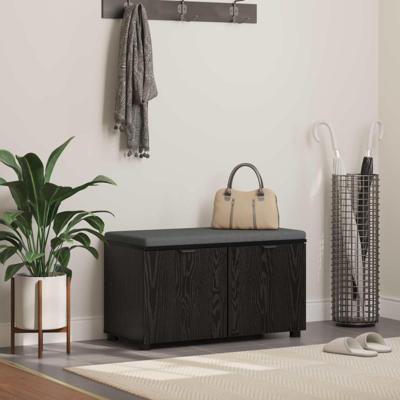 Halbank met kussen met opslag Zwart Eiken 80 x 38 x 46 cm