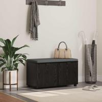 Halbank met kussen met opslag Zwart Eiken 80 x 38 x 46 cm - thumbnail