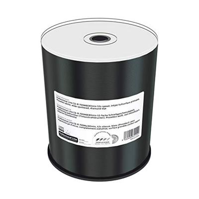 Professional Line CD-R 700Mb|80Min 52-voudige schrijfsnelheid, volledig bedrukbaar (inkjetprinter), Proselect wit, volledig gemetalliseerd, zilveren schrijfzijde, 100 cakebox