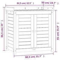 Oppottafel met schappen 82,5x50x86,5 cm massief grenenhout wit - thumbnail
