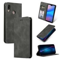 Retro huid voelen Business magnetische horizontale Flip lederen case voor Huawei P20 Lite (donkergrijs) - thumbnail