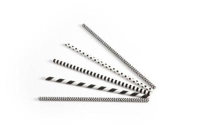 drinkrietje papier zwart/wit assorti ø6mm x 200mm 200 stuks drinkrietje papier zwart/wit assorti ø6mm x 200mm 200 stuks