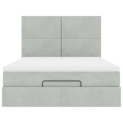 Ottoman bed met matrassen 140x200cm fluweel lichtgrijs