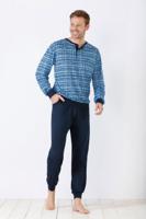 Blauwe lijnen heren pyjama van Hajo - thumbnail