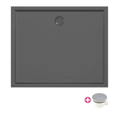 Douchebak Xenz Mariana | 120x100x4 cm | Incl.Afvoersifon-Chroom | Acryl | Rechthoekig | Zwart mat