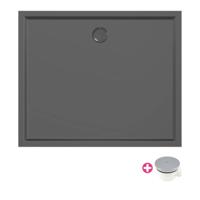 Douchebak Xenz Mariana | 120x100x4 cm | Incl.Afvoersifon-Chroom | Acryl | Rechthoekig | Zwart mat - thumbnail