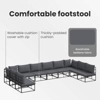 Tuinbankenset met kussen 10 pcs Zwart Aluminium - thumbnail